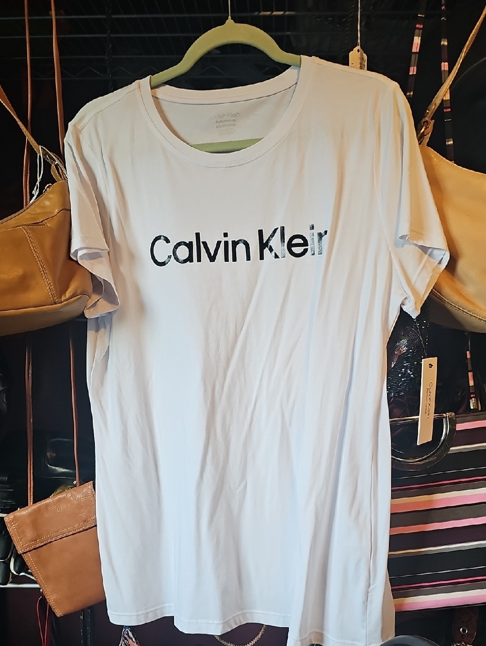 Calvin Klein Men's White Logo Crewneck T-Shirt